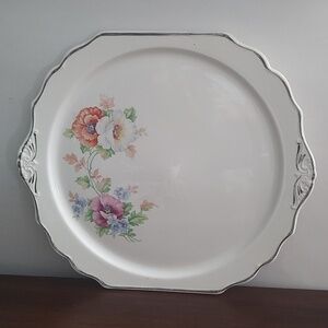Plate Art Wall Plate Floral Platter Silver Gilding